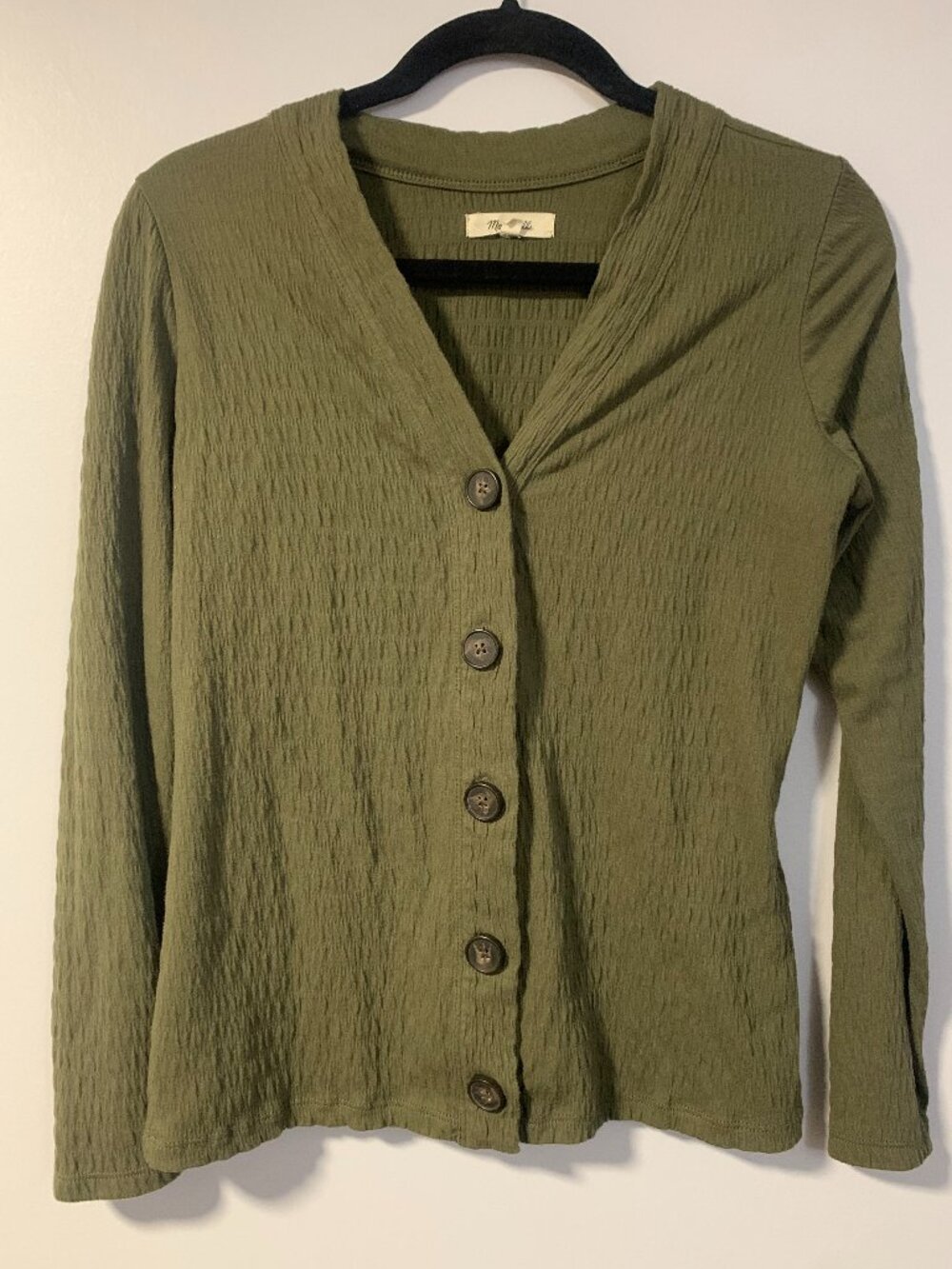 Madewell textured button-front long sleeve top